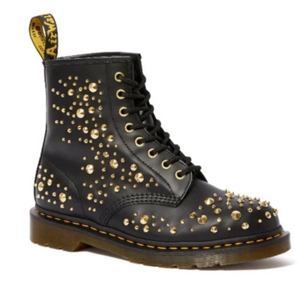 Dr. Martens LIMITED 1460 MIDAS Gold Studded Leather Boots EU 37 US 6 Rare
